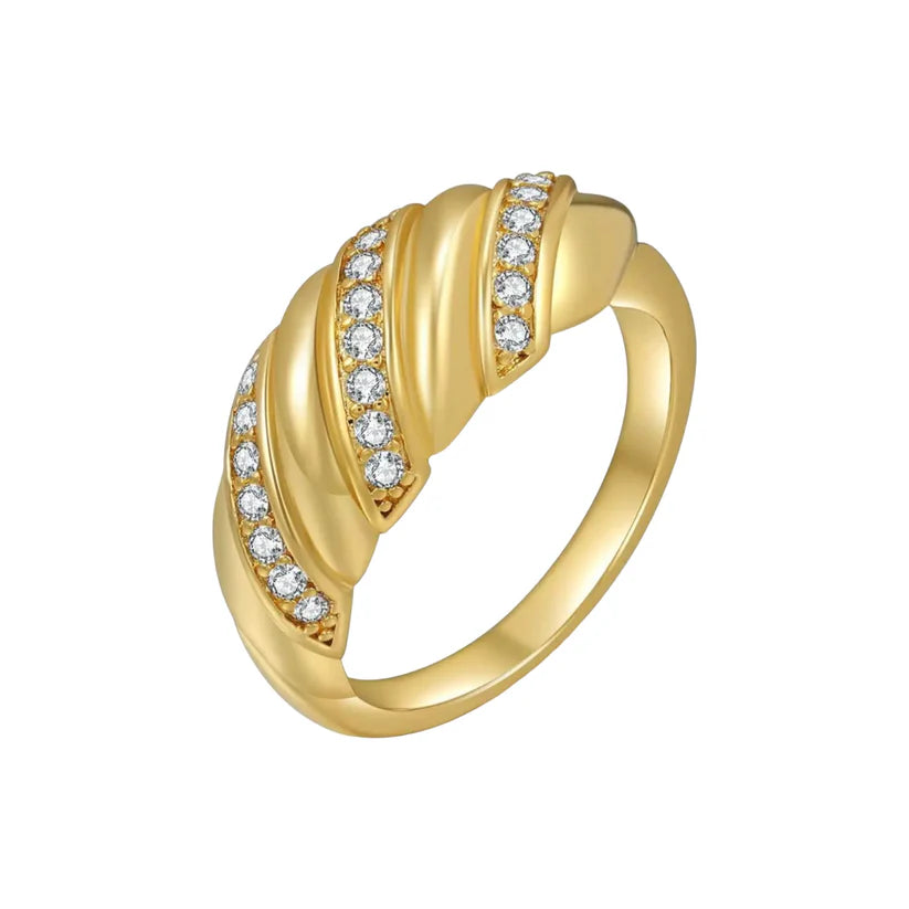 Slim Studded Croissant Ring