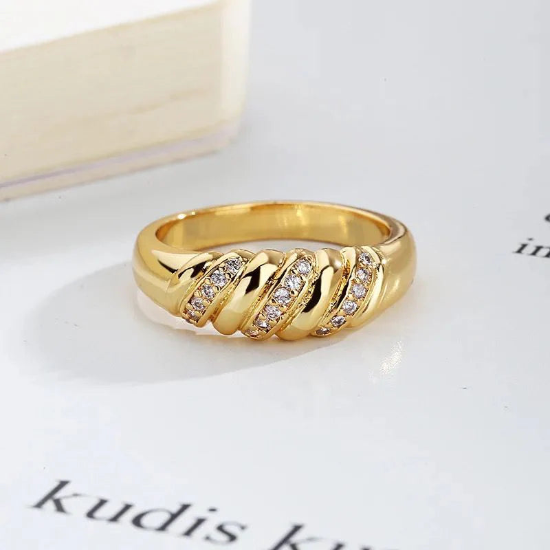 Slim Studded Croissant Ring